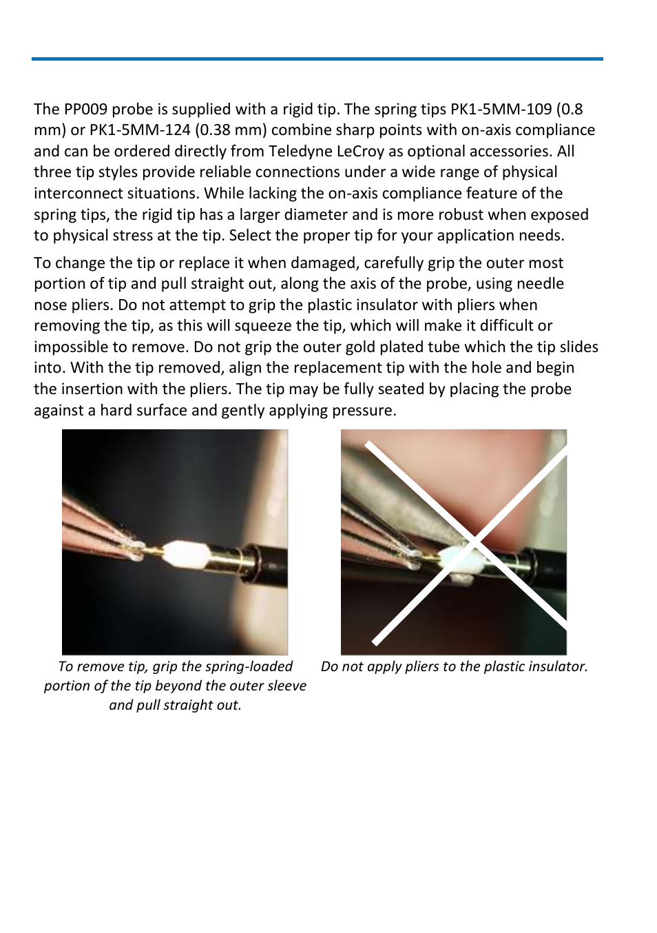 Tip selection and exchange | Teledyne LeCroy PP009 User Manual | Page 14 / 20