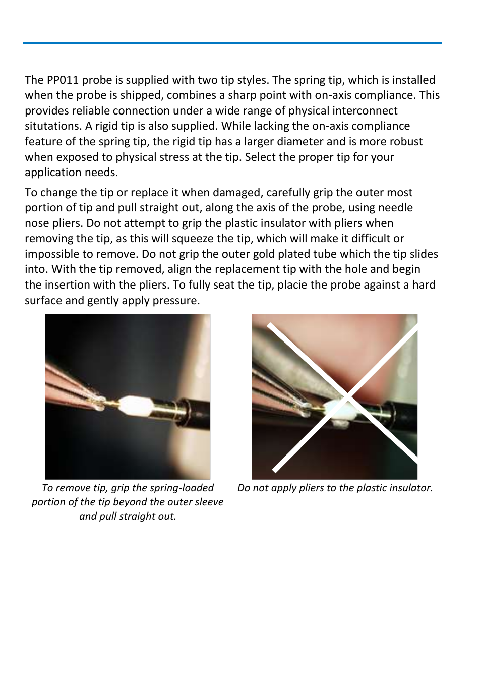 Tip selection and exchange | Teledyne LeCroy PP011 User Manual | Page 14 / 20