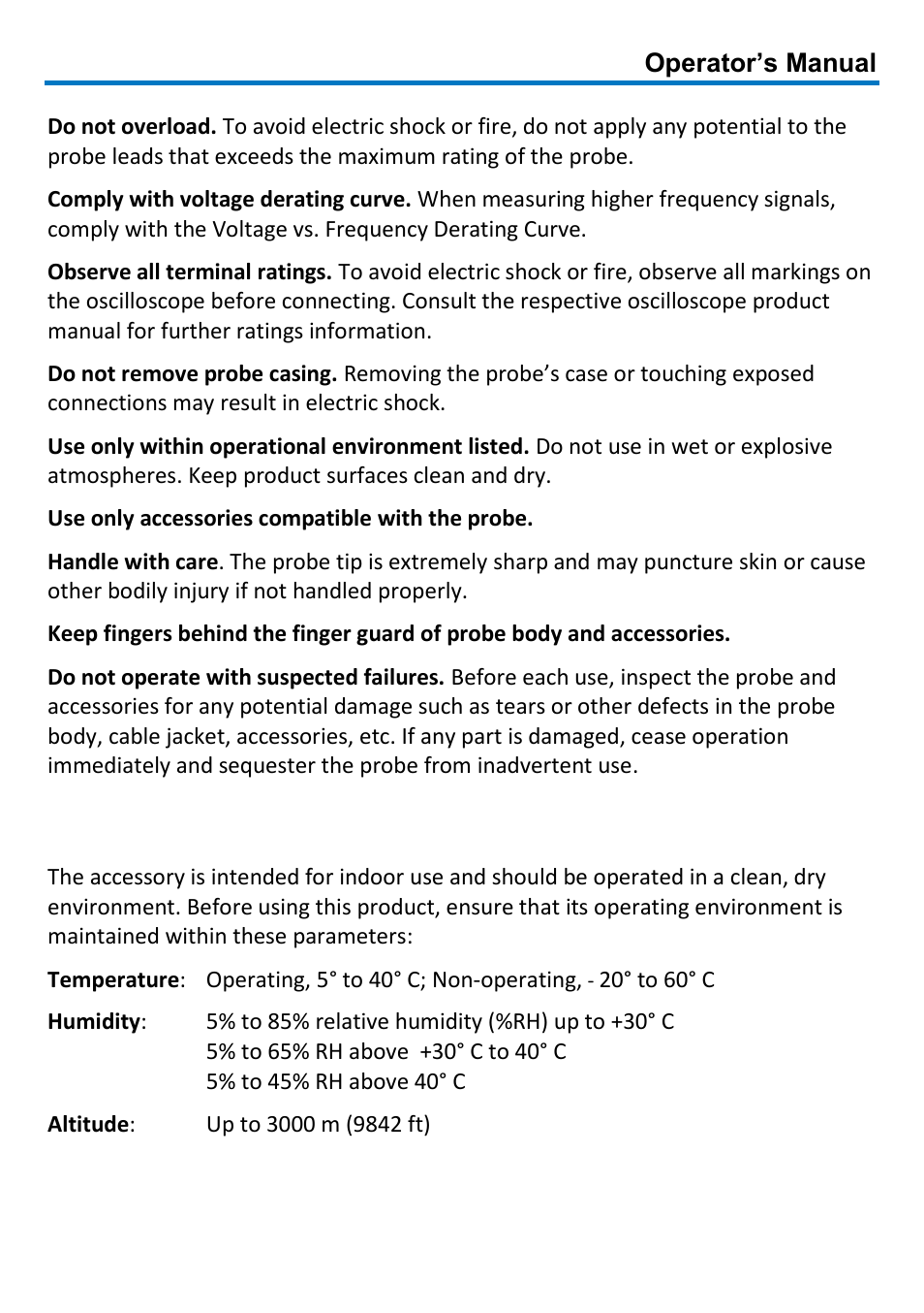 Operating environment | Teledyne LeCroy PP016 User Manual | Page 5 / 12