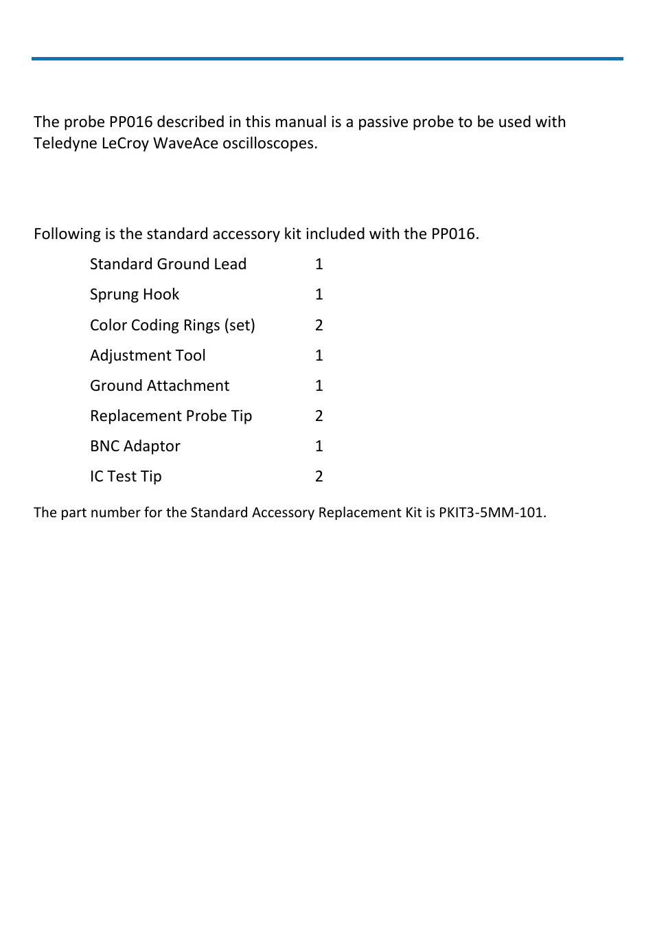 Introduction, Accessories | Teledyne LeCroy PP016 User Manual | Page 6 / 12