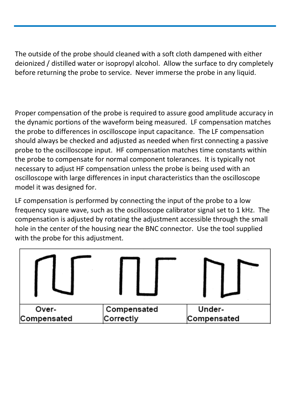 Cleaning, Probe compensation | Teledyne LeCroy PP016 User Manual | Page 8 / 12