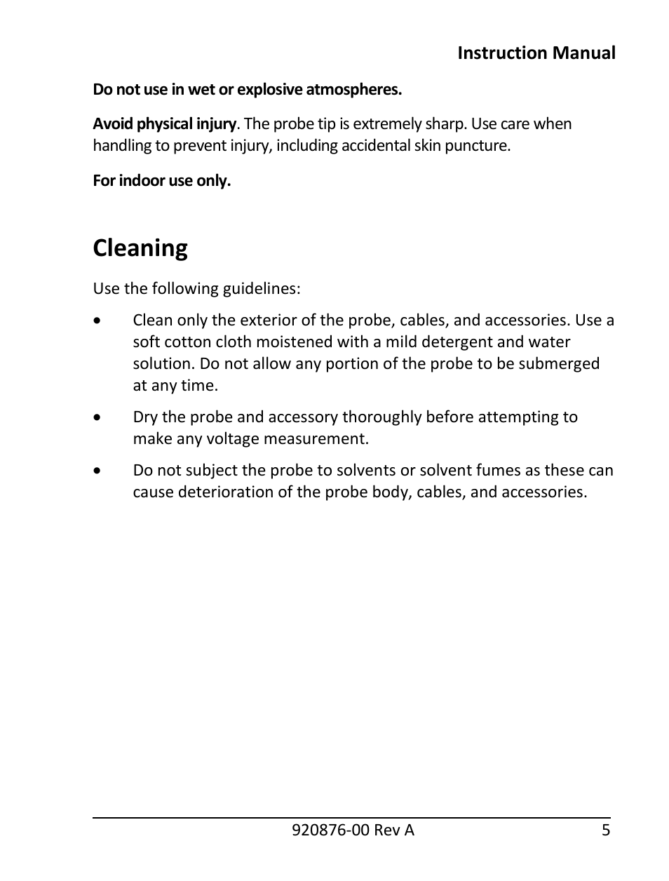 Cleaning | Teledyne LeCroy PP018 User Manual | Page 7 / 16