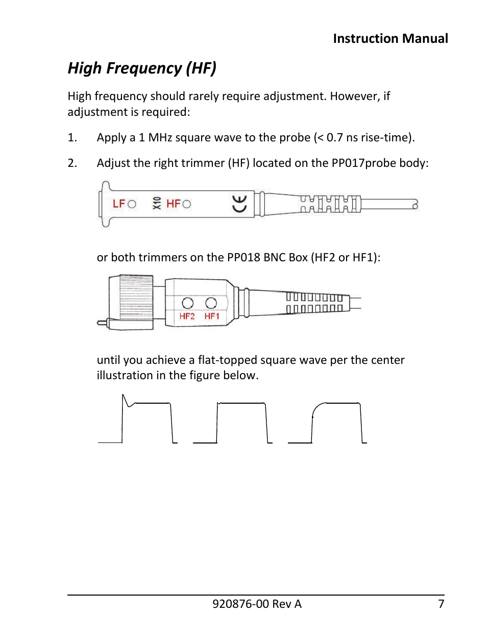 High frequency (hf) | Teledyne LeCroy PP018 User Manual | Page 9 / 16