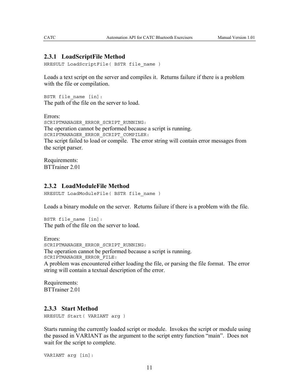 1 loadscriptfile, Method, 2 loadmodulefile | 3 start, 1 loadscriptfile method, 2 loadmodulefile method, 3 start method | Teledyne LeCroy Automation API for Bluetooth Exercisers User Manual | Page 14 / 17