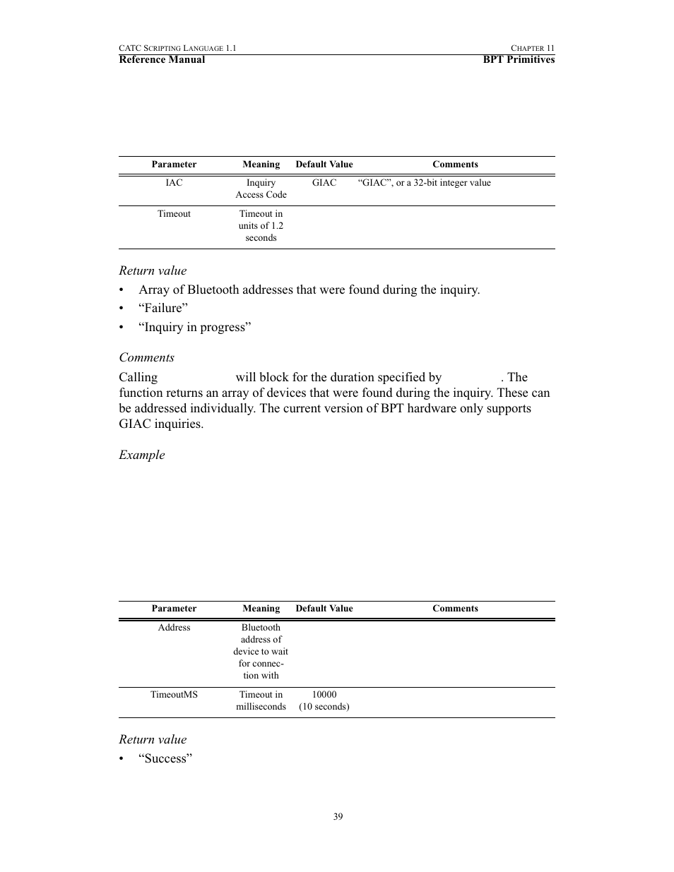 Inquiry(), Waitforconnect(), Inquiry() waitforconnect() | Teledyne LeCroy BPT - References Manual User Manual | Page 43 / 46
