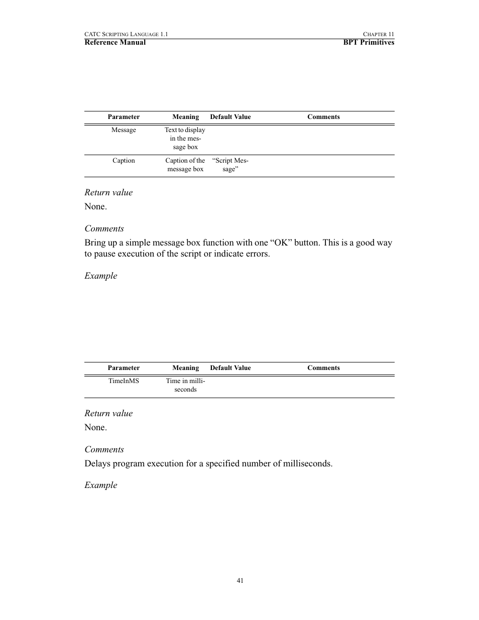 Messagebox(), Sleep(), Messagebox() sleep() | Teledyne LeCroy BPT - References Manual User Manual | Page 45 / 46