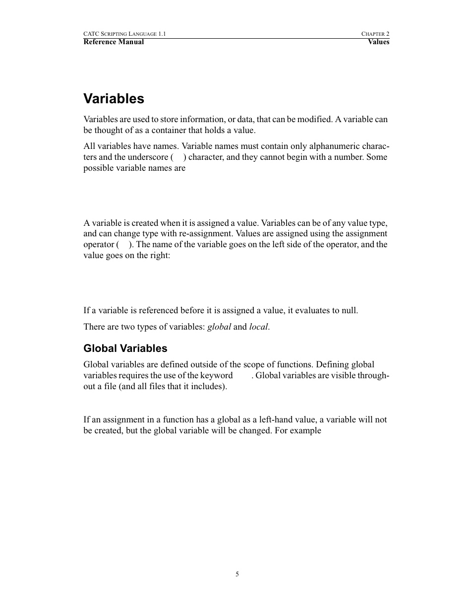 Variables, Global variables | Teledyne LeCroy BPT - References Manual User Manual | Page 9 / 46