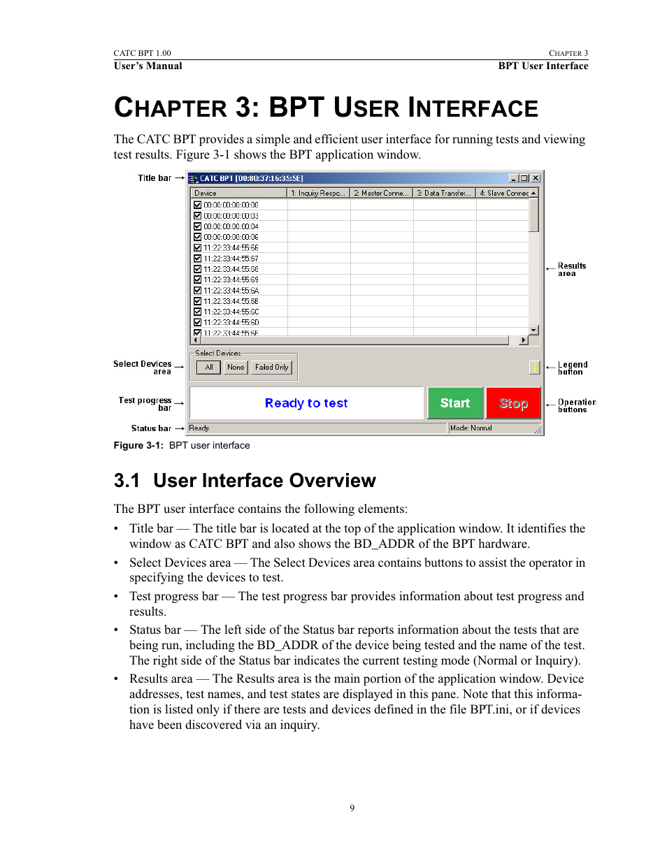 Chapter 3: bpt user interface, 1 user interface overview, 3 bpt user interface | User interface overview, Bpt u, Hapter, Nterface | Teledyne LeCroy BPT - Users Manual User Manual | Page 15 / 28