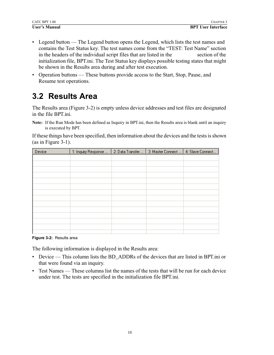 2 results area, Results area | Teledyne LeCroy BPT - Users Manual User Manual | Page 16 / 28