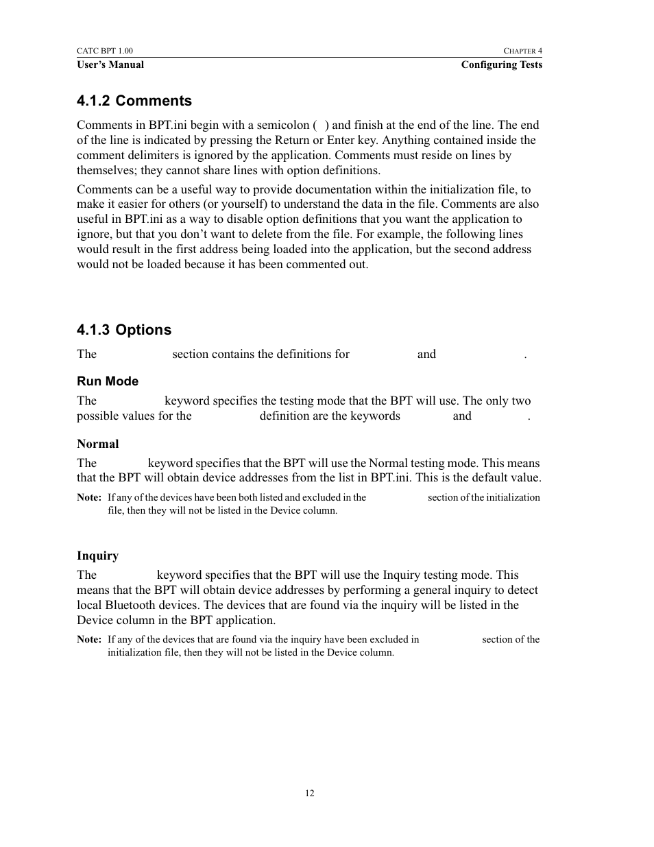 2 comments, 3 options, Run mode | Comments options | Teledyne LeCroy BPT - Users Manual User Manual | Page 18 / 28