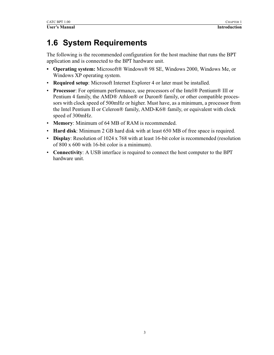 6 system requirements, System requirements | Teledyne LeCroy BPT - Users Manual User Manual | Page 9 / 28