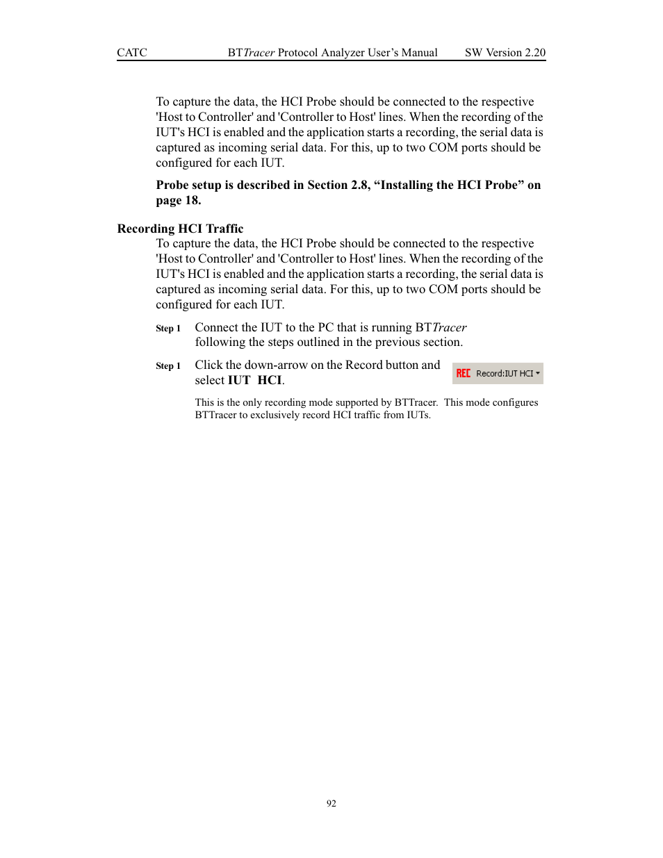 Recording hci traffic | Teledyne LeCroy BTTracer_Trainer - BTTracer Users Manual User Manual | Page 102 / 197