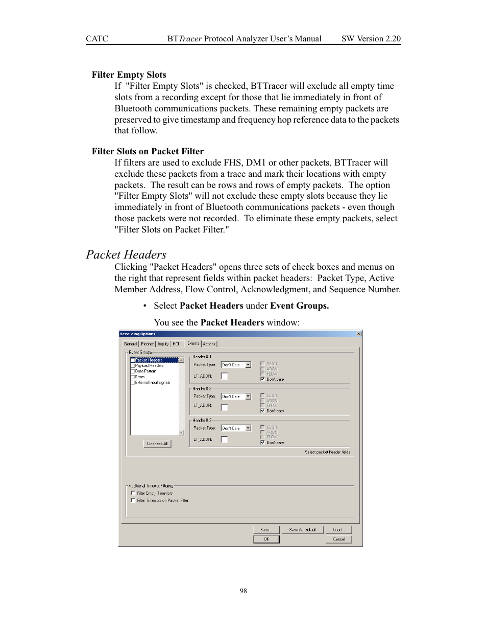 Packet headers | Teledyne LeCroy BTTracer_Trainer - BTTracer Users Manual User Manual | Page 108 / 197