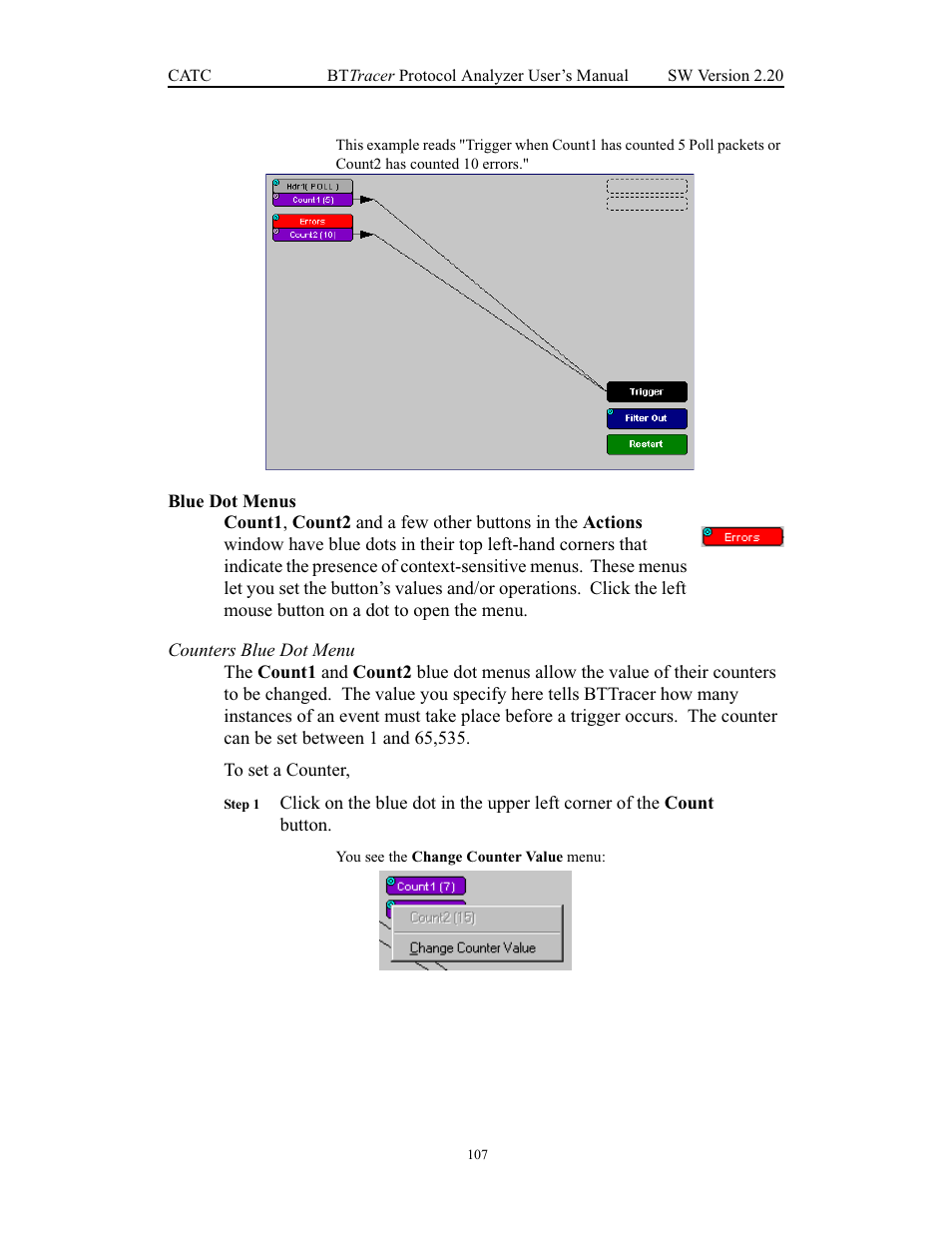 Blue dot menus | Teledyne LeCroy BTTracer_Trainer - BTTracer Users Manual User Manual | Page 117 / 197
