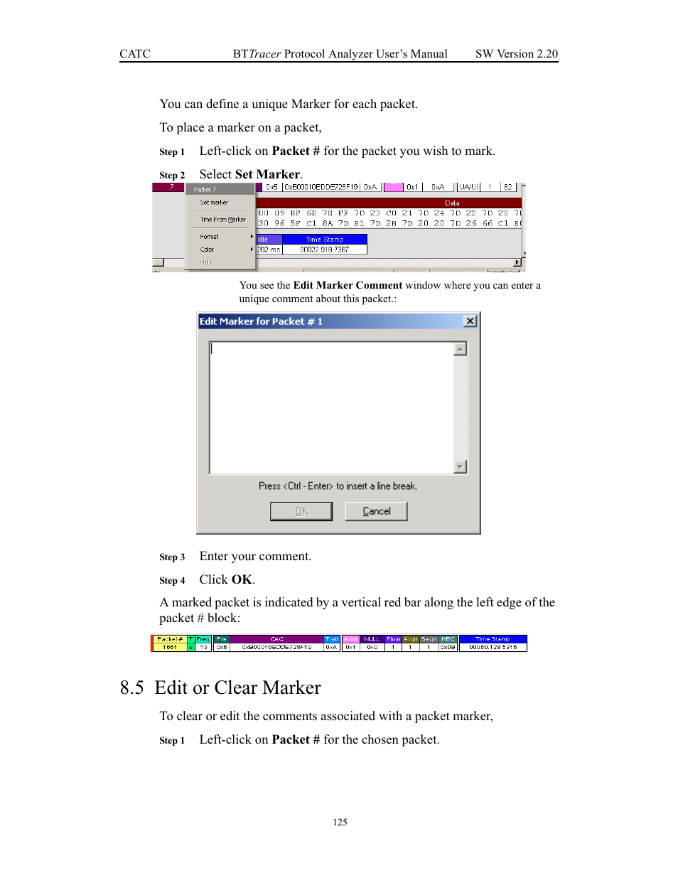 5 edit or clear marker, Edit or clear marker | Teledyne LeCroy BTTracer_Trainer - BTTracer Users Manual User Manual | Page 135 / 197