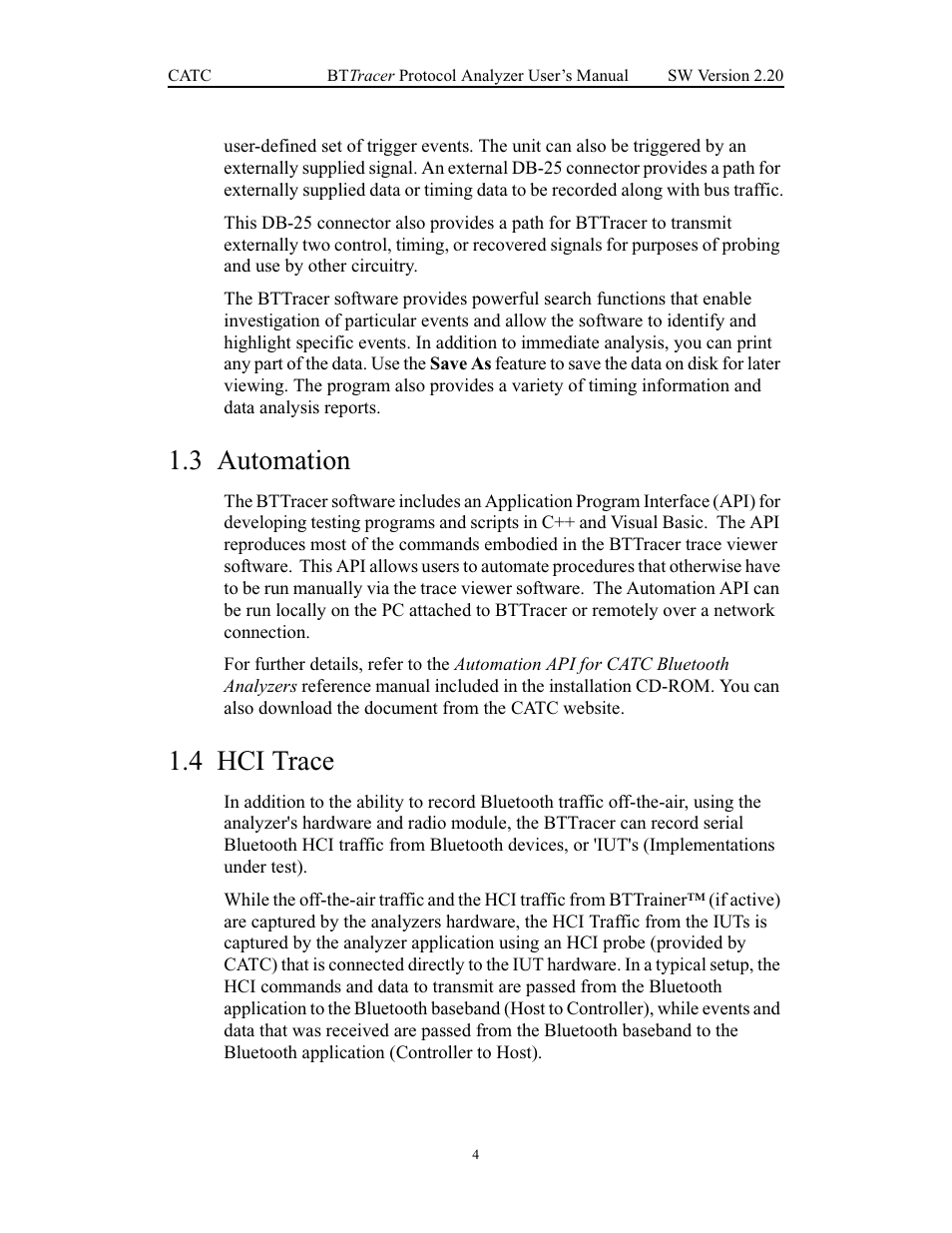 3 automation, 4 hci trace, Automation hci trace | Teledyne LeCroy BTTracer_Trainer - BTTracer Users Manual User Manual | Page 14 / 197