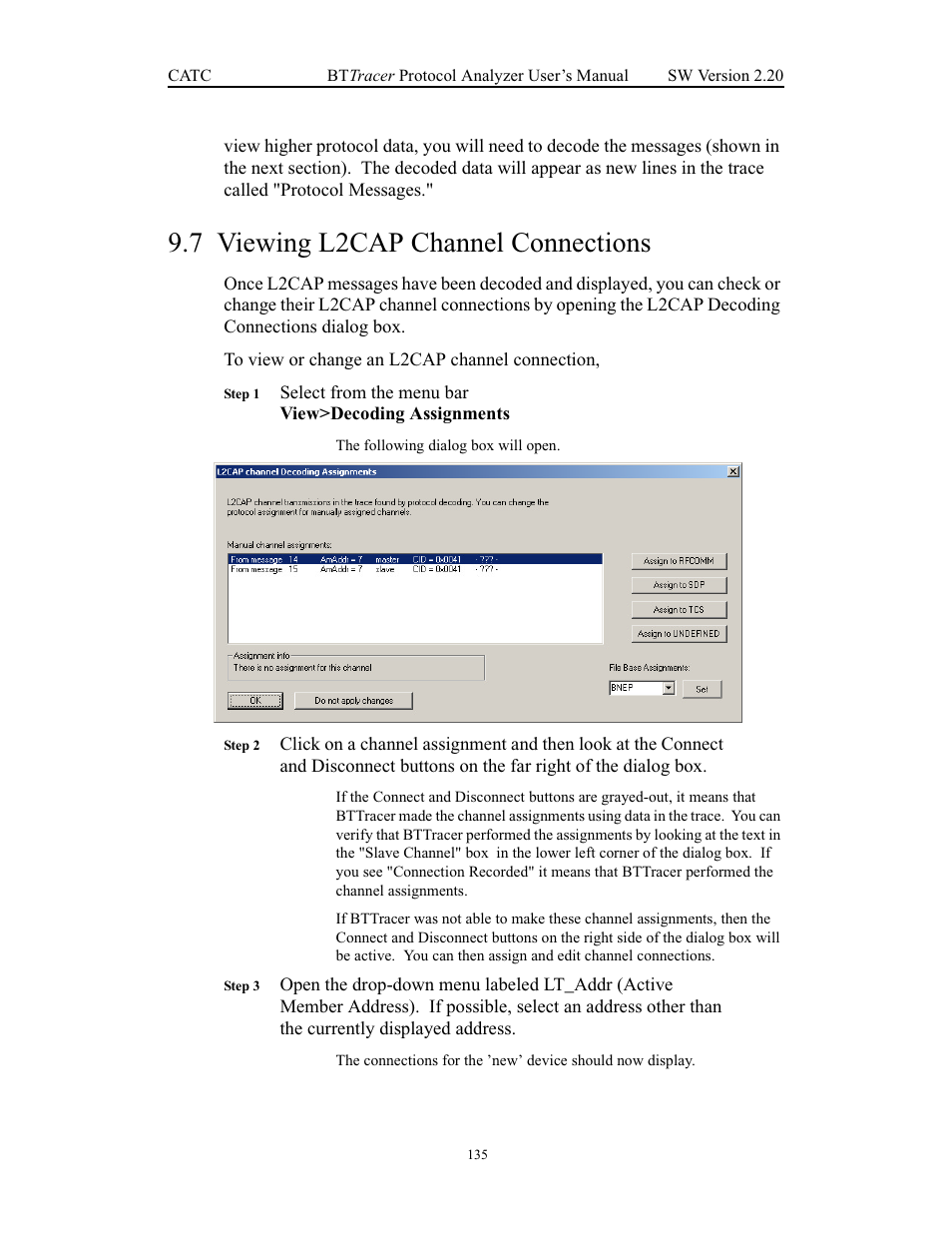 7 viewing l2cap channel connections, Viewing l2cap channel connections | Teledyne LeCroy BTTracer_Trainer - BTTracer Users Manual User Manual | Page 145 / 197