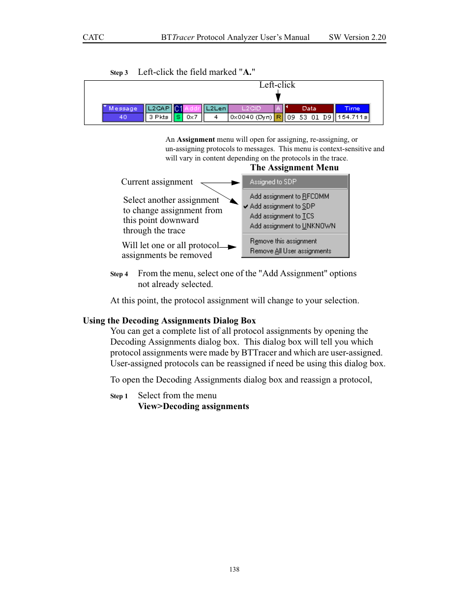 Using the decoding assignments dialog box | Teledyne LeCroy BTTracer_Trainer - BTTracer Users Manual User Manual | Page 148 / 197