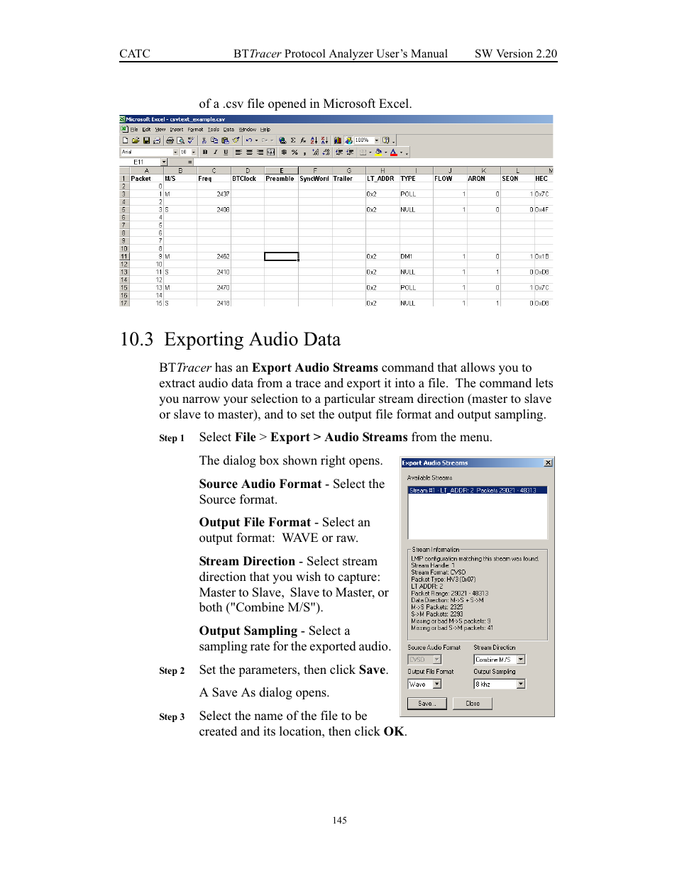 3 exporting audio data, Exporting audio data | Teledyne LeCroy BTTracer_Trainer - BTTracer Users Manual User Manual | Page 155 / 197