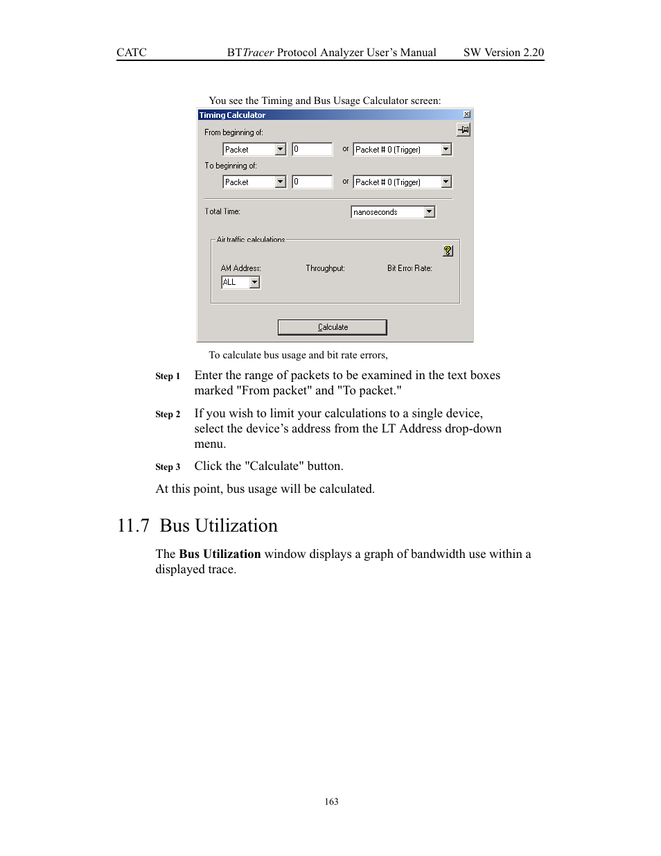 7 bus utilization, Bus utilization | Teledyne LeCroy BTTracer_Trainer - BTTracer Users Manual User Manual | Page 173 / 197