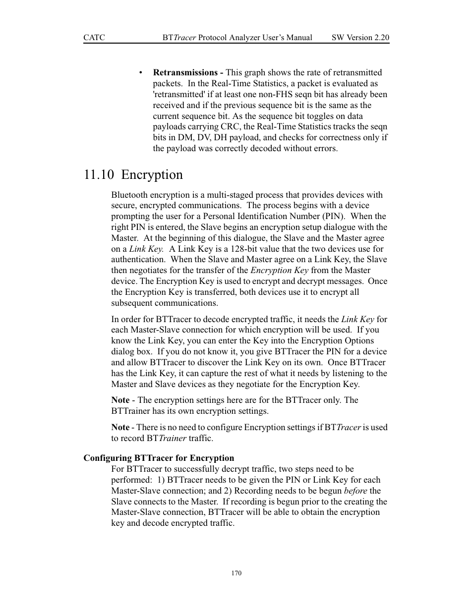 10 encryption, Configuring bttracer for encryption, Encryption | Teledyne LeCroy BTTracer_Trainer - BTTracer Users Manual User Manual | Page 180 / 197