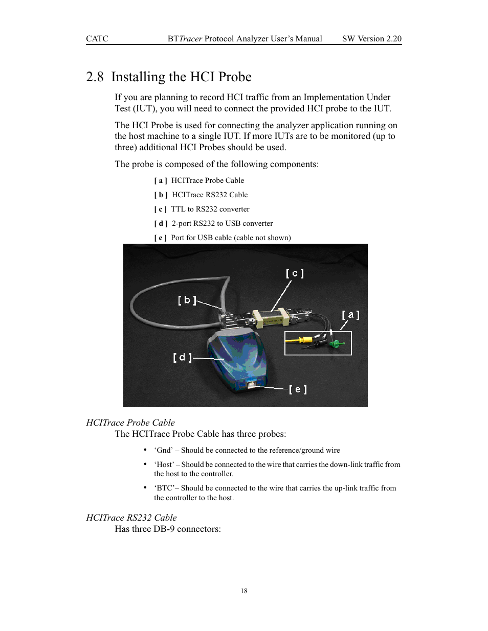 8 installing the hci probe, Installing the hci probe | Teledyne LeCroy BTTracer_Trainer - BTTracer Users Manual User Manual | Page 28 / 197