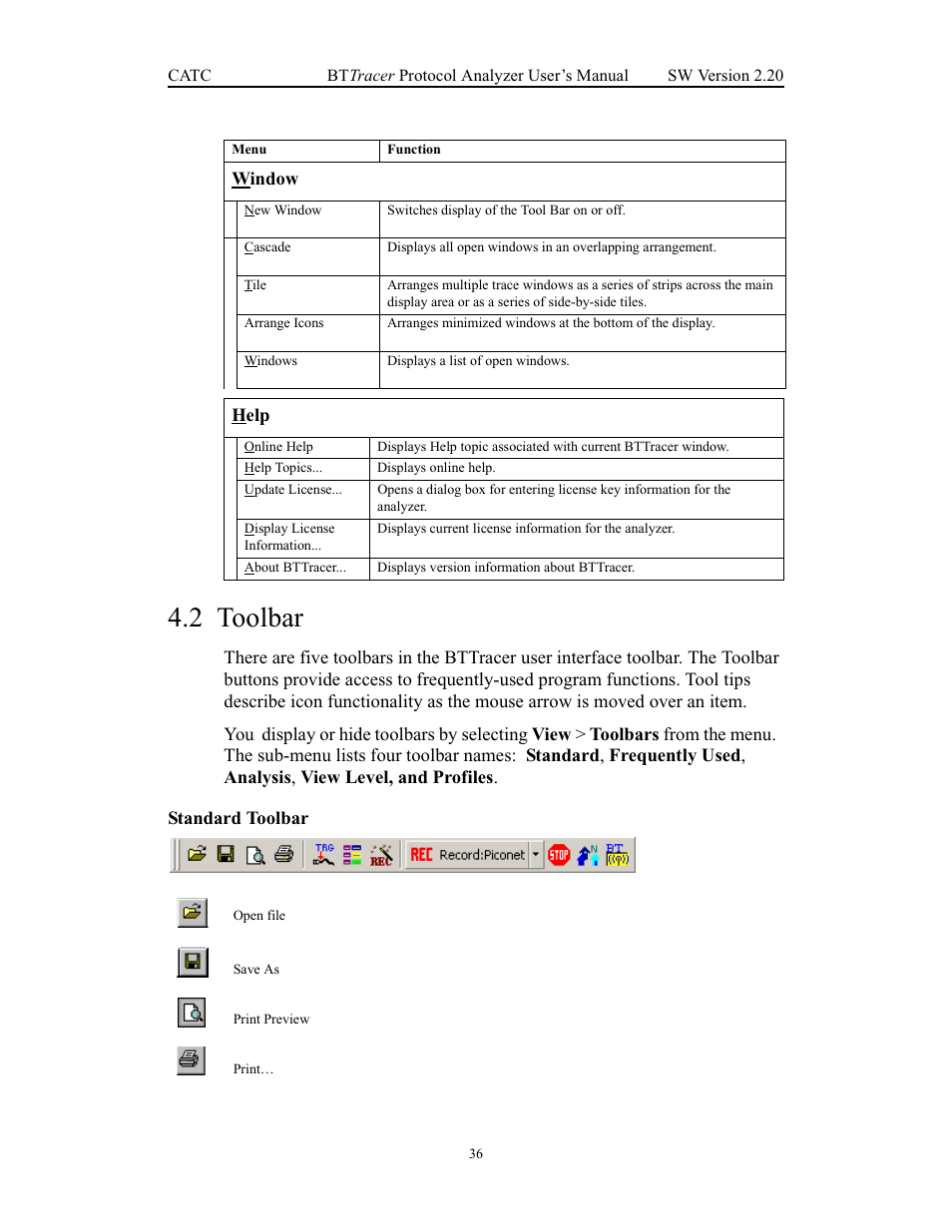2 toolbar, Toolbar | Teledyne LeCroy BTTracer_Trainer - BTTracer Users Manual User Manual | Page 46 / 197