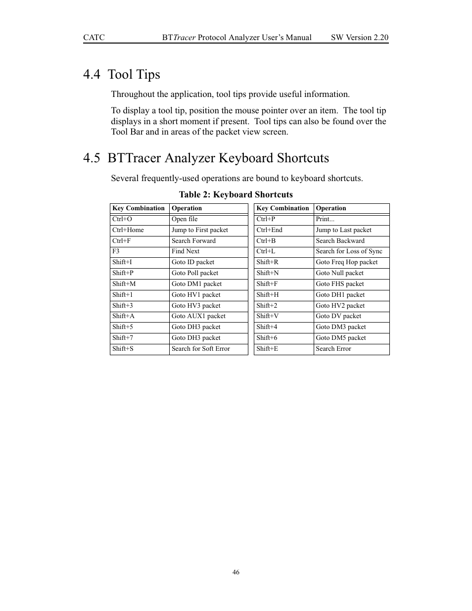 4 tool tips, 5 bttracer analyzer keyboard shortcuts, Tool tips bttracer analyzer keyboard shortcuts | Teledyne LeCroy BTTracer_Trainer - BTTracer Users Manual User Manual | Page 56 / 197