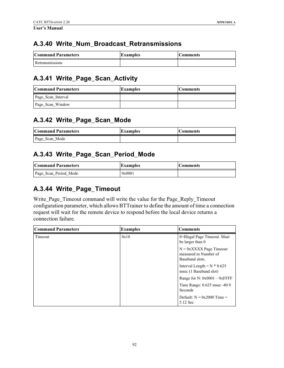 A.3.40 write_num_broadcast_retransmissions | Teledyne LeCroy BTTracer_Trainer - BTTrainer Users Manual User Manual | Page 110 / 336