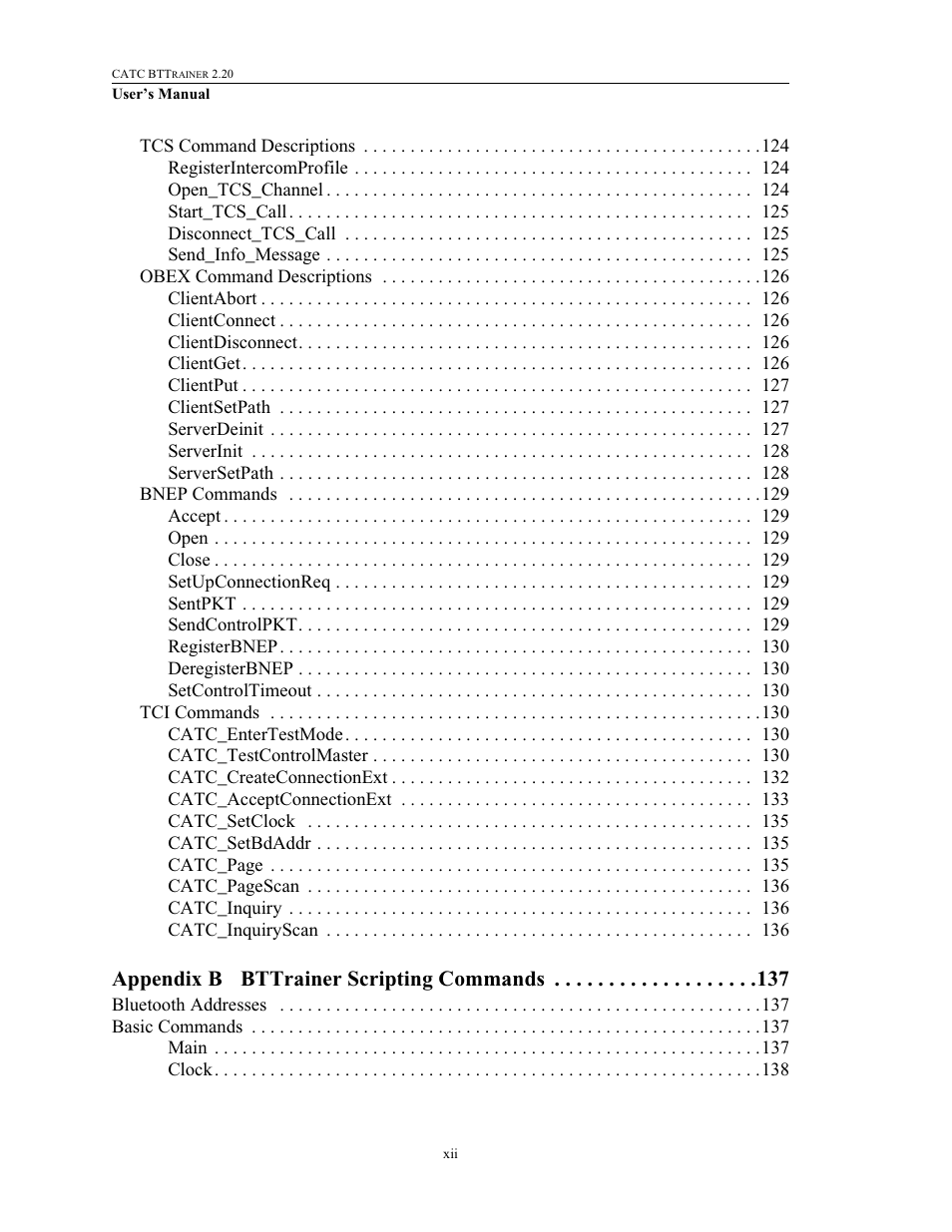 Appendix b bttrainer scripting commands | Teledyne LeCroy BTTracer_Trainer - BTTrainer Users Manual User Manual | Page 12 / 336