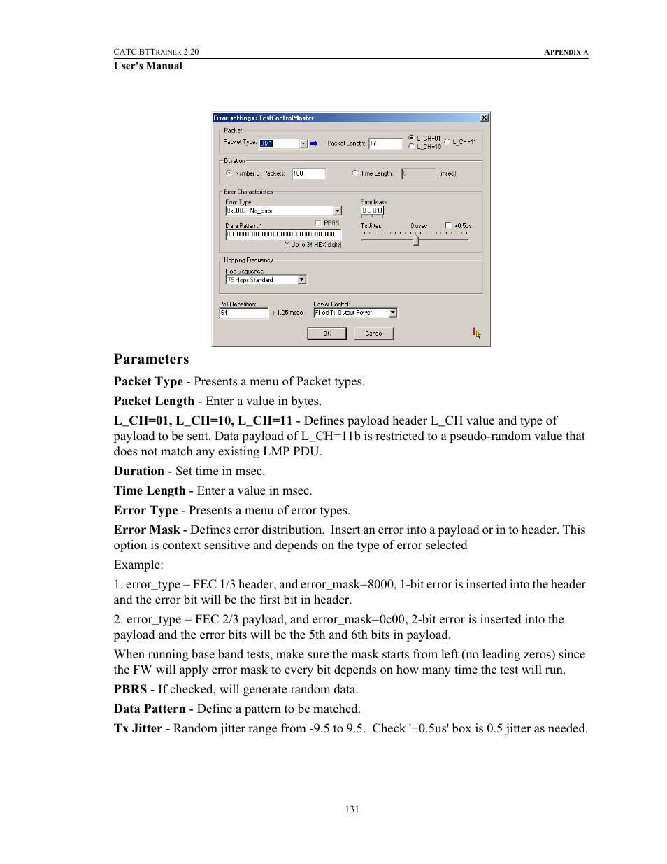 Parameters | Teledyne LeCroy BTTracer_Trainer - BTTrainer Users Manual User Manual | Page 149 / 336