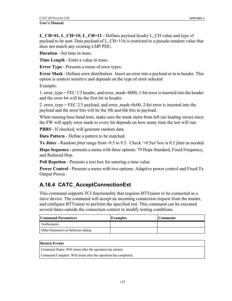 A.16.4 catc_acceptconnectionext, Catc_acceptconnectionext | Teledyne LeCroy BTTracer_Trainer - BTTrainer Users Manual User Manual | Page 151 / 336