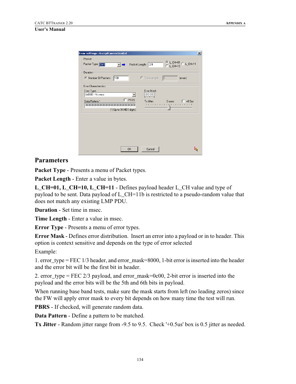 Parameters | Teledyne LeCroy BTTracer_Trainer - BTTrainer Users Manual User Manual | Page 152 / 336