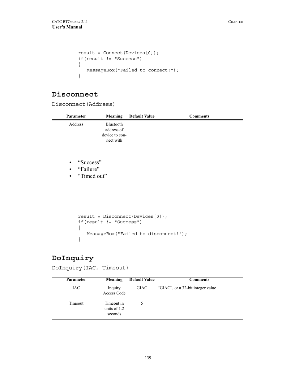 Disconnect, Doinquiry, Disconnect doinquiry | Teledyne LeCroy BTTracer_Trainer - BTTrainer Users Manual User Manual | Page 157 / 336