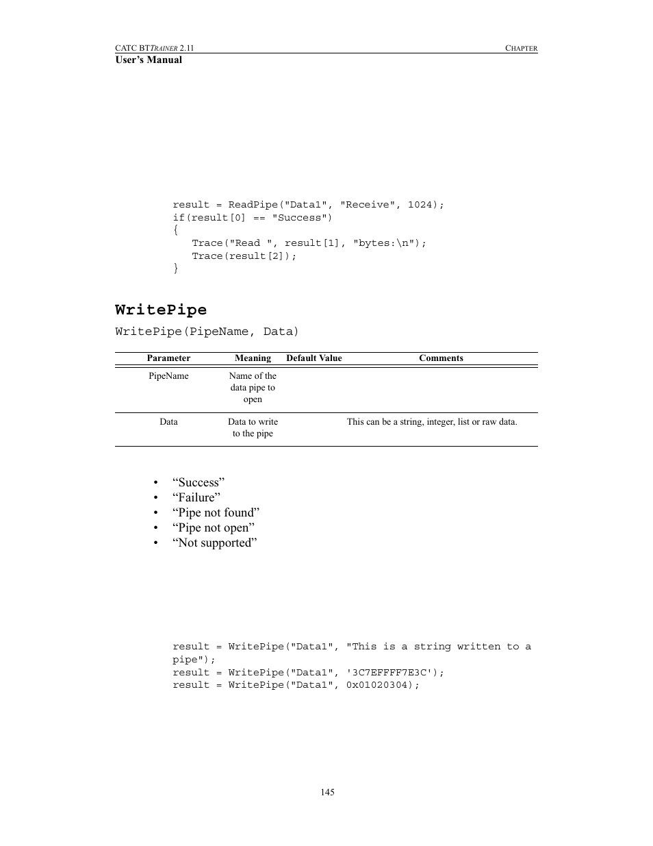 Writepipe | Teledyne LeCroy BTTracer_Trainer - BTTrainer Users Manual User Manual | Page 163 / 336