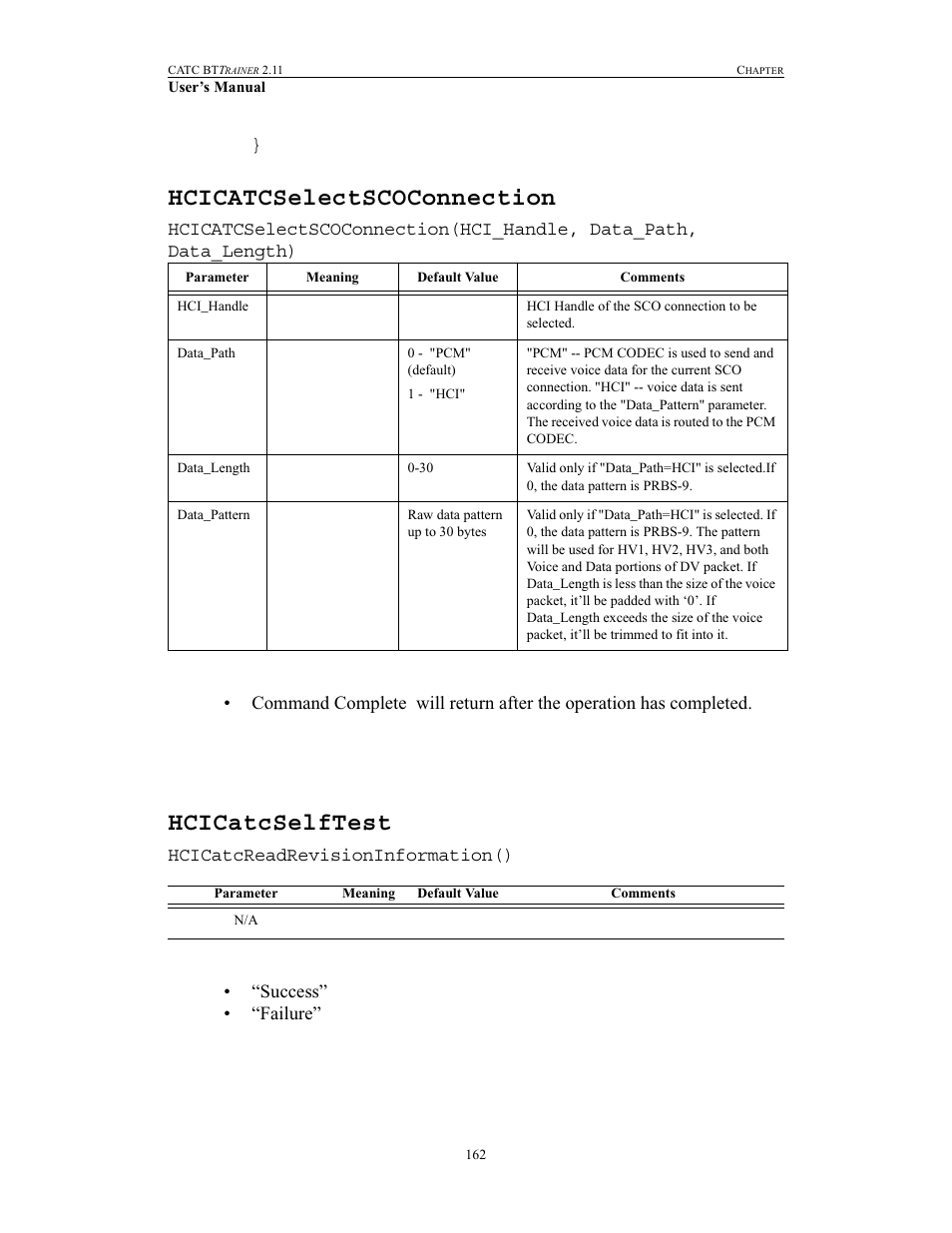 Hcicatcselectscoconnection, Hcicatcselftest, Hcicatcselectscoconnection hcicatcselftest | Teledyne LeCroy BTTracer_Trainer - BTTrainer Users Manual User Manual | Page 180 / 336