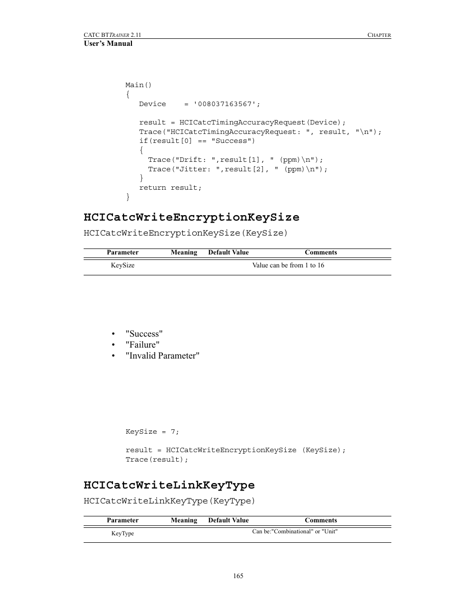 Hcicatcwriteencryptionkeysize, Hcicatcwritelinkkeytype | Teledyne LeCroy BTTracer_Trainer - BTTrainer Users Manual User Manual | Page 183 / 336
