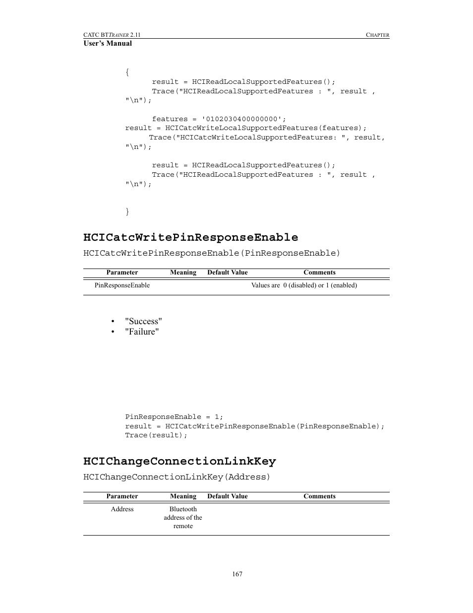 Hcicatcwritepinresponseenable, Hcichangeconnectionlinkkey | Teledyne LeCroy BTTracer_Trainer - BTTrainer Users Manual User Manual | Page 185 / 336