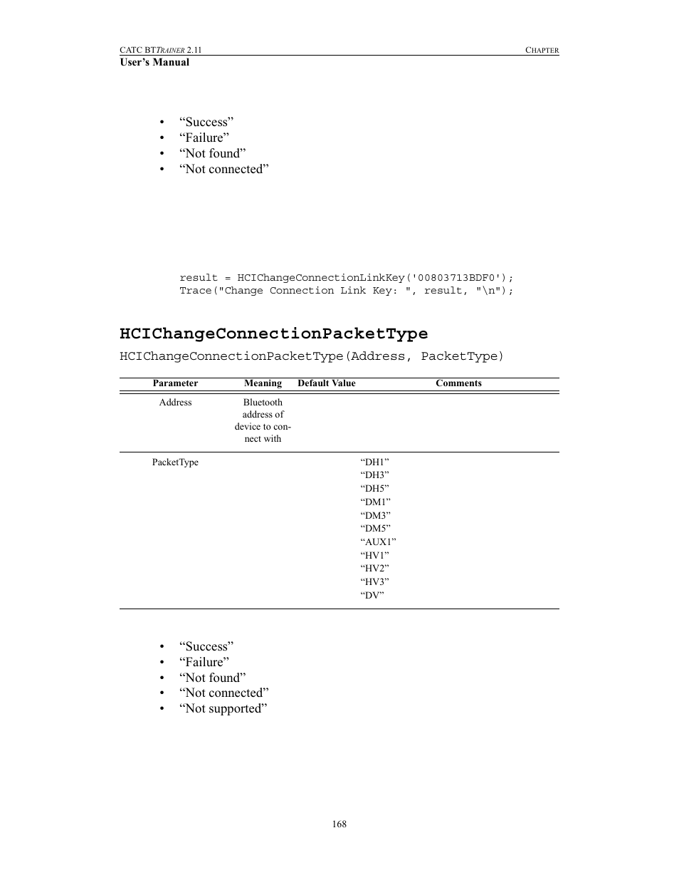 Hcichangeconnectionpackettype | Teledyne LeCroy BTTracer_Trainer - BTTrainer Users Manual User Manual | Page 186 / 336