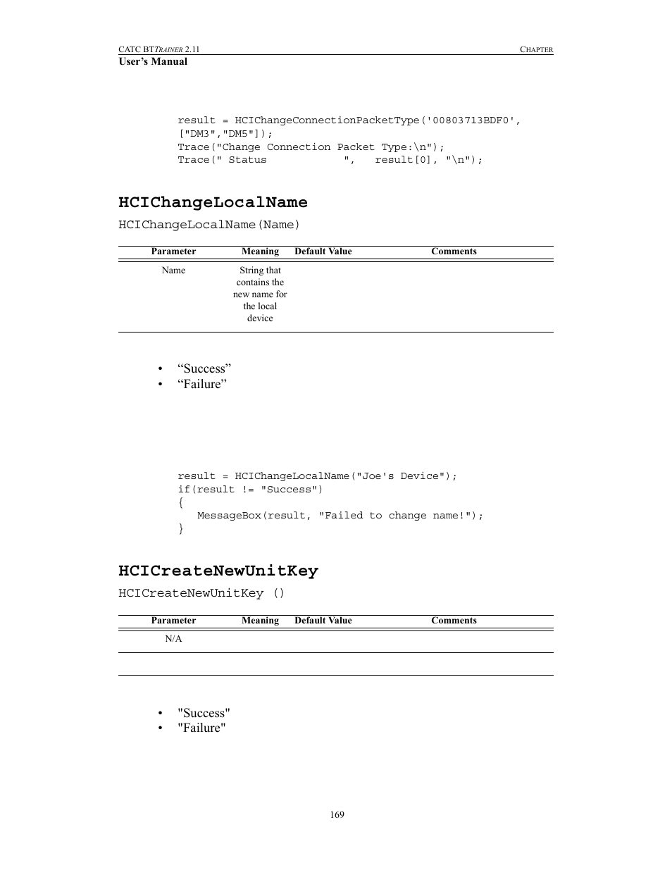Hcichangelocalname, Hcicreatenewunitkey, Hcichangelocalname hcicreatenewunitkey | Teledyne LeCroy BTTracer_Trainer - BTTrainer Users Manual User Manual | Page 187 / 336