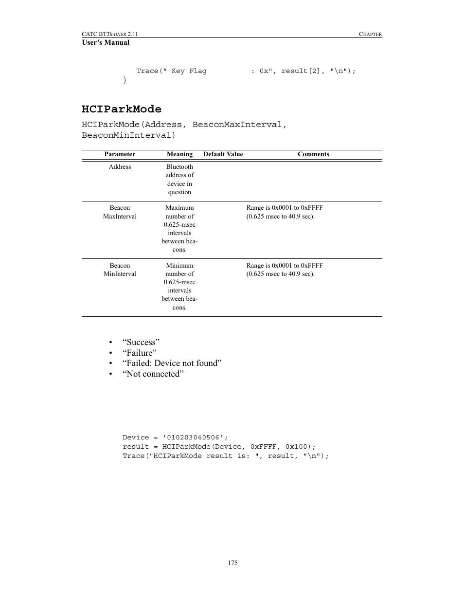 Hciparkmode | Teledyne LeCroy BTTracer_Trainer - BTTrainer Users Manual User Manual | Page 193 / 336