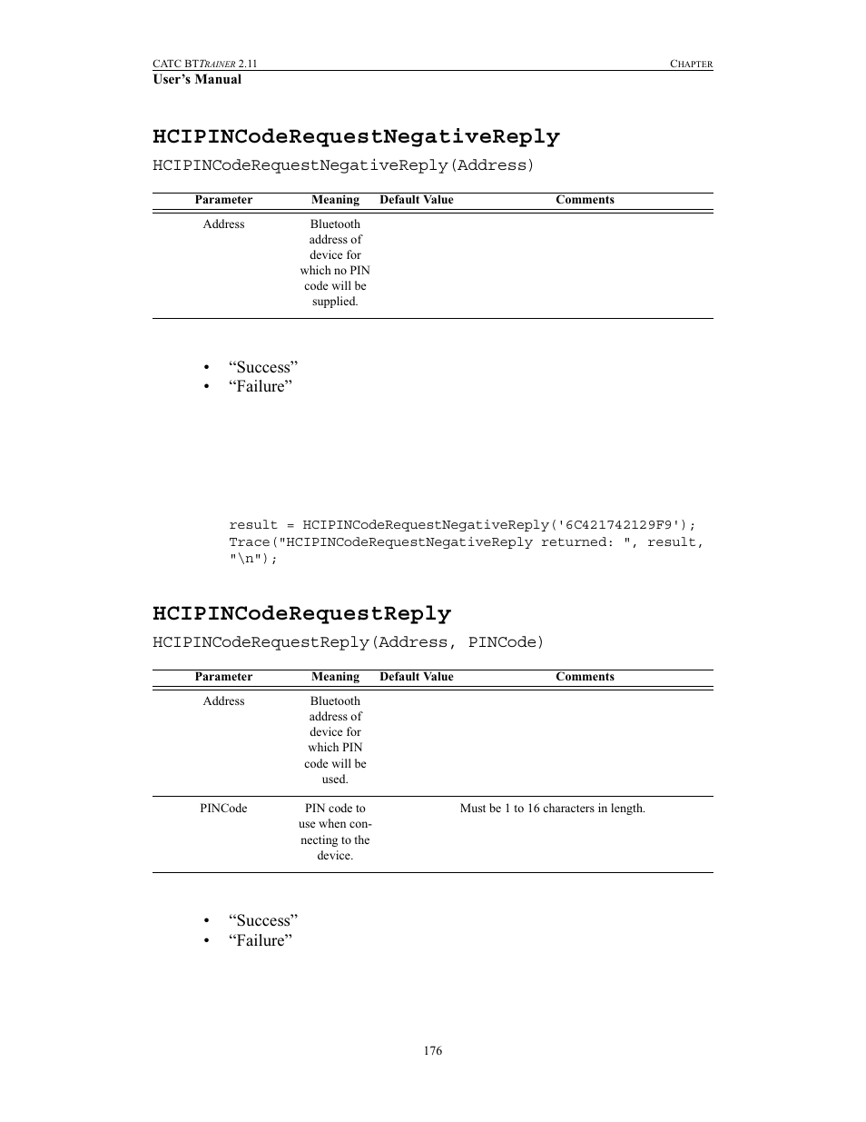 Hcipincoderequestnegativereply, Hcipincoderequestreply | Teledyne LeCroy BTTracer_Trainer - BTTrainer Users Manual User Manual | Page 194 / 336