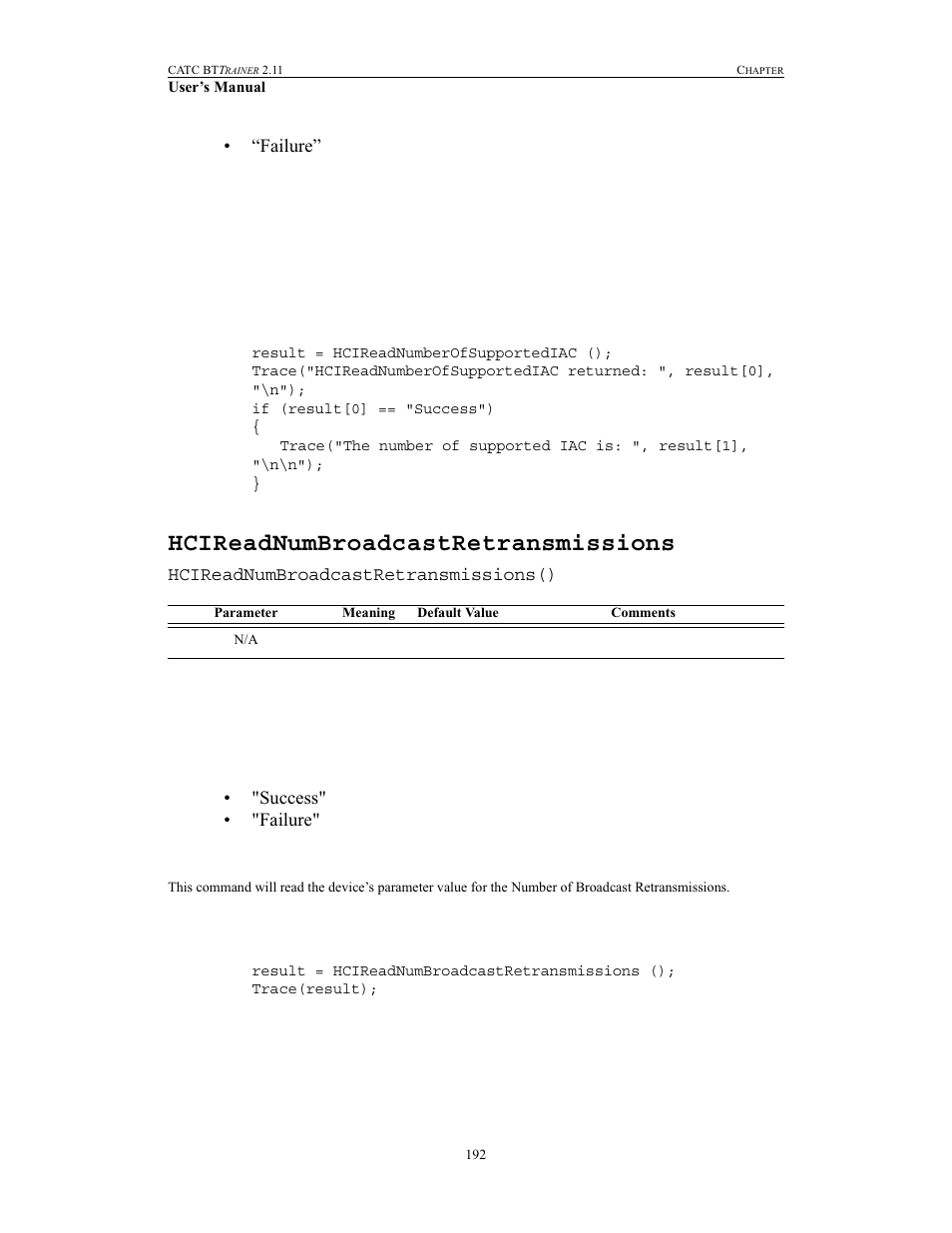 Hcireadnumbroadcastretransmissions | Teledyne LeCroy BTTracer_Trainer - BTTrainer Users Manual User Manual | Page 210 / 336