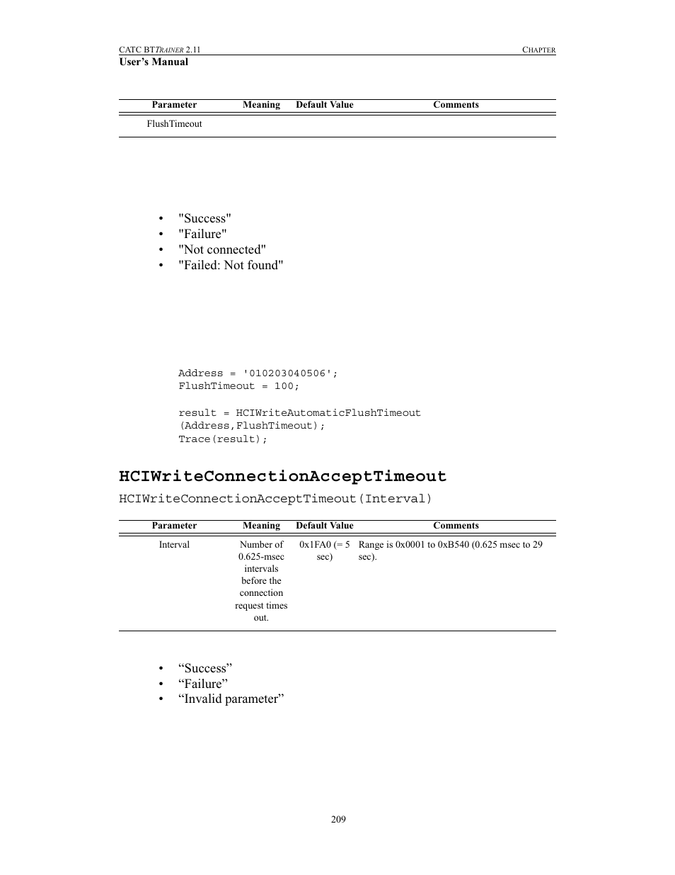 Hciwriteconnectionaccepttimeout | Teledyne LeCroy BTTracer_Trainer - BTTrainer Users Manual User Manual | Page 227 / 336