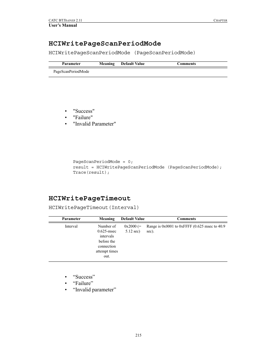Hciwritepagescanperiodmode, Hciwritepagetimeout | Teledyne LeCroy BTTracer_Trainer - BTTrainer Users Manual User Manual | Page 233 / 336