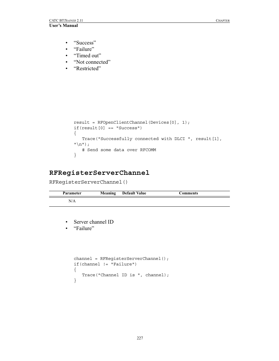Rfregisterserverchannel | Teledyne LeCroy BTTracer_Trainer - BTTrainer Users Manual User Manual | Page 245 / 336