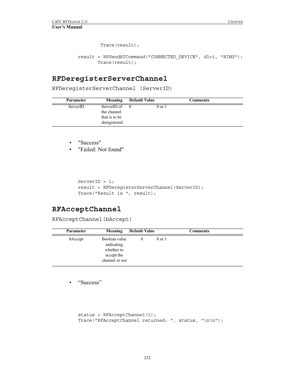 Rfderegisterserverchannel, Rfacceptchannel, Rfderegisterserverchannel rfacceptchannel | Teledyne LeCroy BTTracer_Trainer - BTTrainer Users Manual User Manual | Page 250 / 336