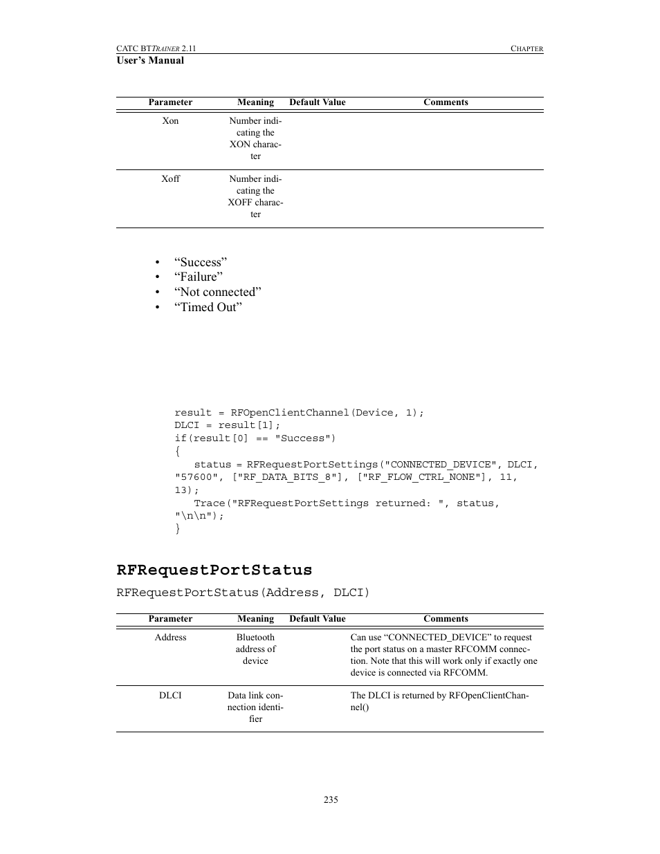 Rfrequestportstatus | Teledyne LeCroy BTTracer_Trainer - BTTrainer Users Manual User Manual | Page 253 / 336