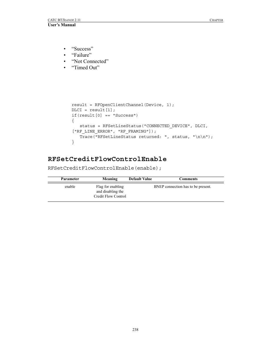 Rfsetcreditflowcontrolenable | Teledyne LeCroy BTTracer_Trainer - BTTrainer Users Manual User Manual | Page 256 / 336