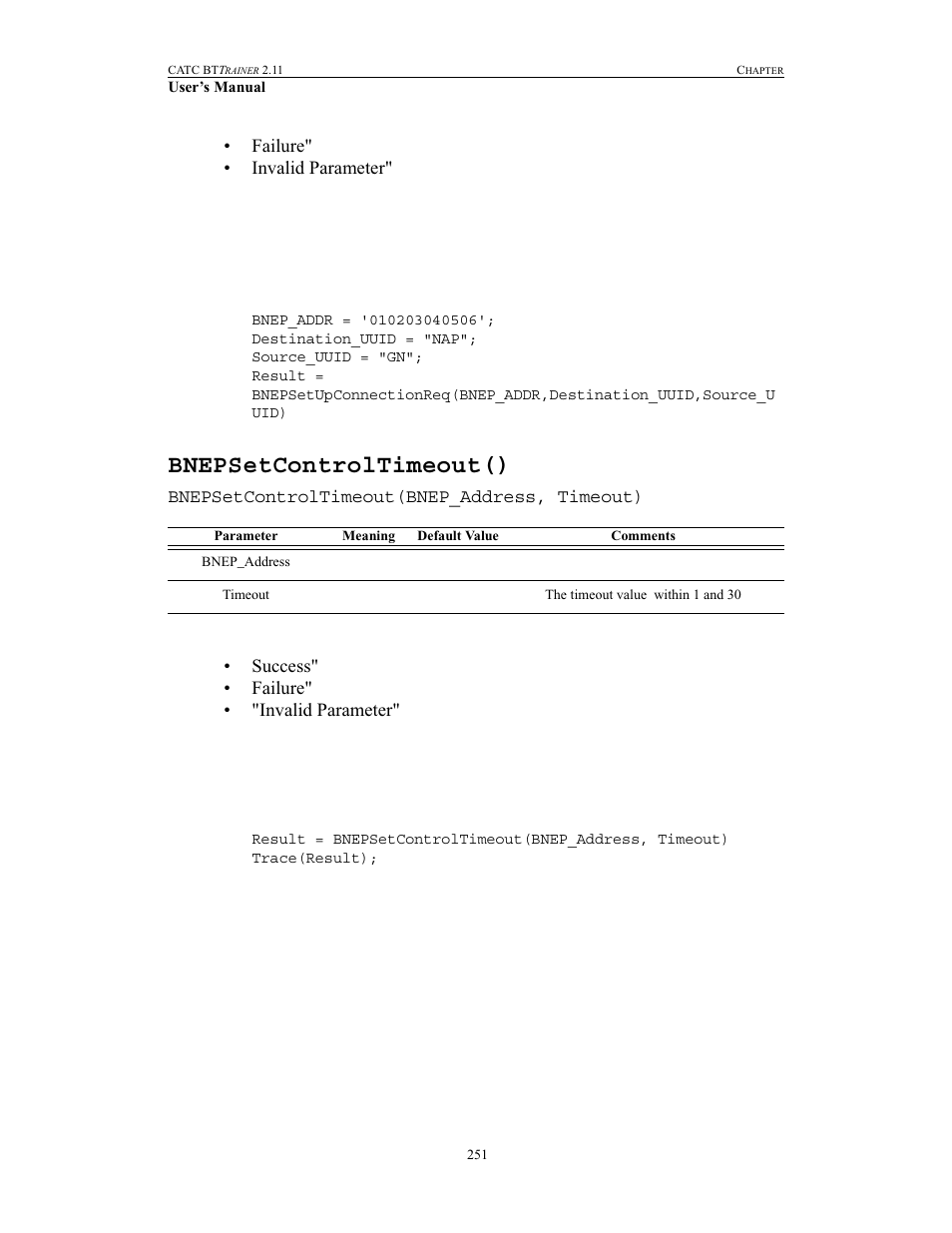 Bnepsetcontroltimeout() | Teledyne LeCroy BTTracer_Trainer - BTTrainer Users Manual User Manual | Page 269 / 336